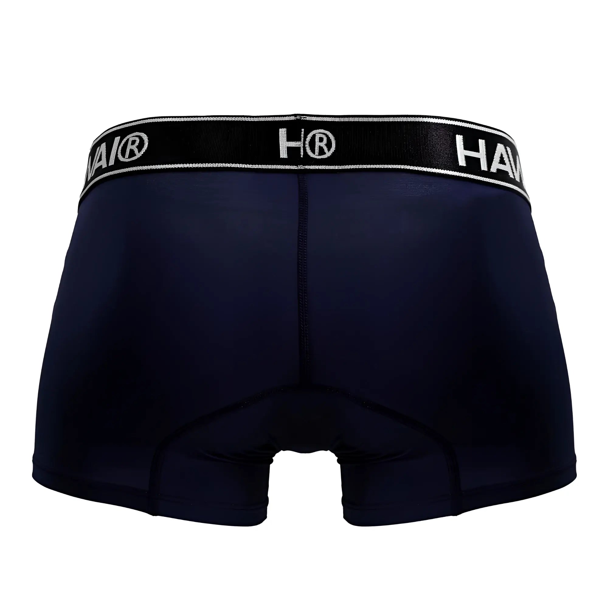 Navy blue hai® microfiber briefs with black waistband featuring white lettering and logo from hawai 41977 trunks
