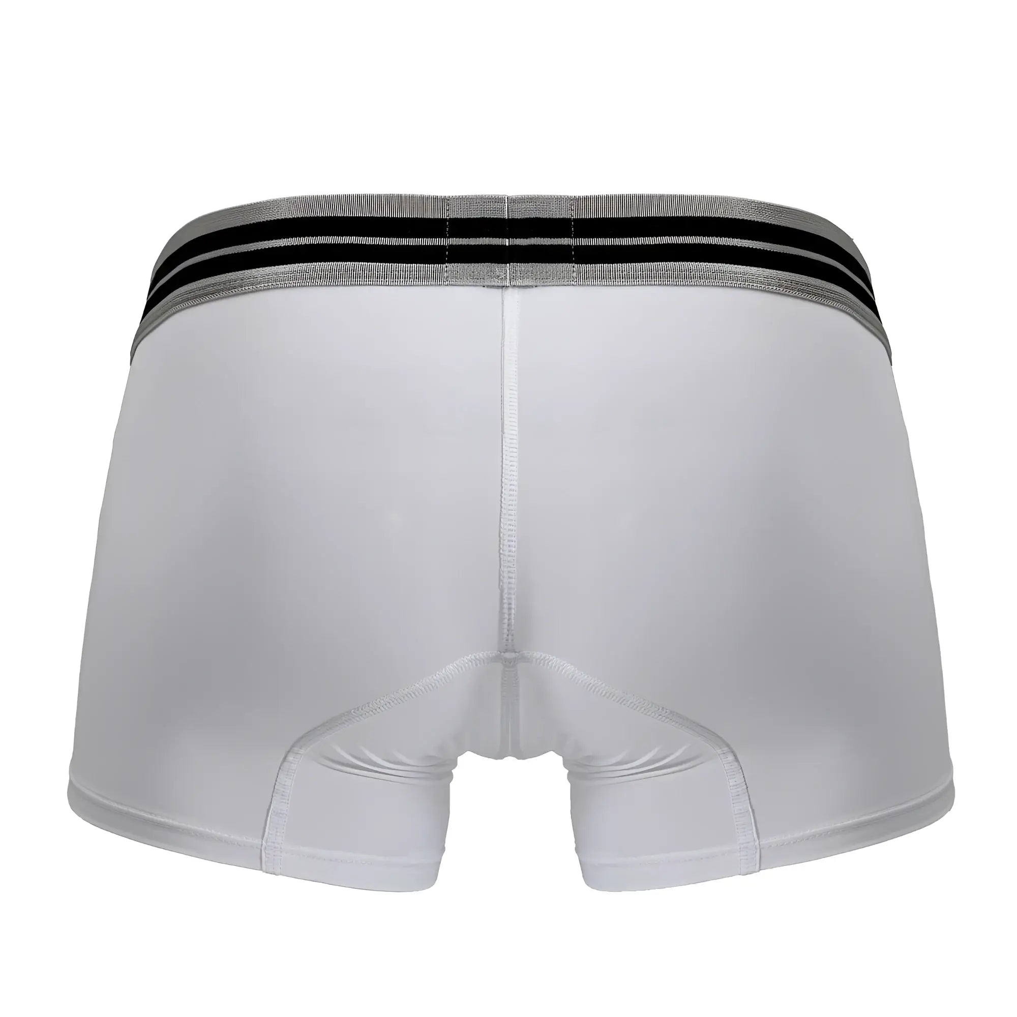 White men’s microfiber boxer briefs with gray waistband and two black stripes hawai 41977 trunks color white-01