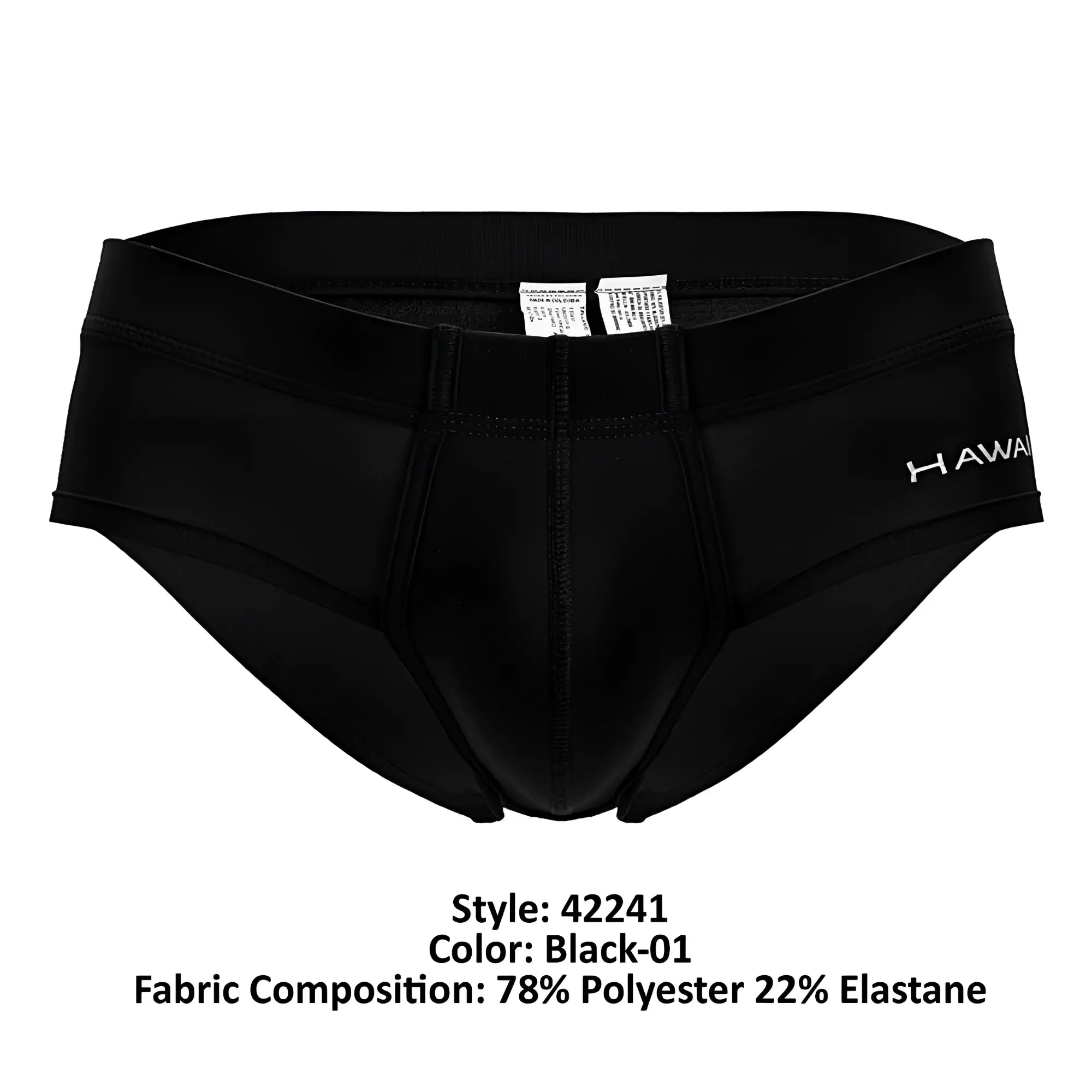 Black hawaii brand men’s microfiber briefs in black made of 78% polyester and 22% elastane model hawai 42241
