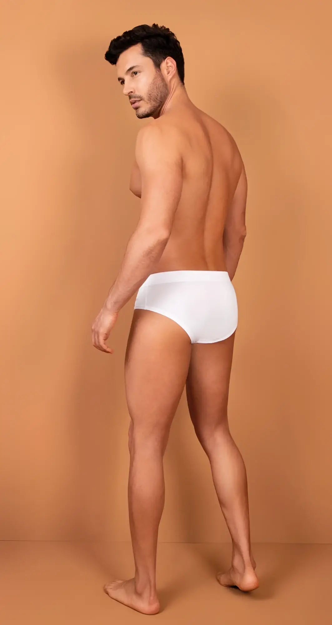 White hawaI 42241 microfiber briefs front view showcasing soft breathable fabric in white color