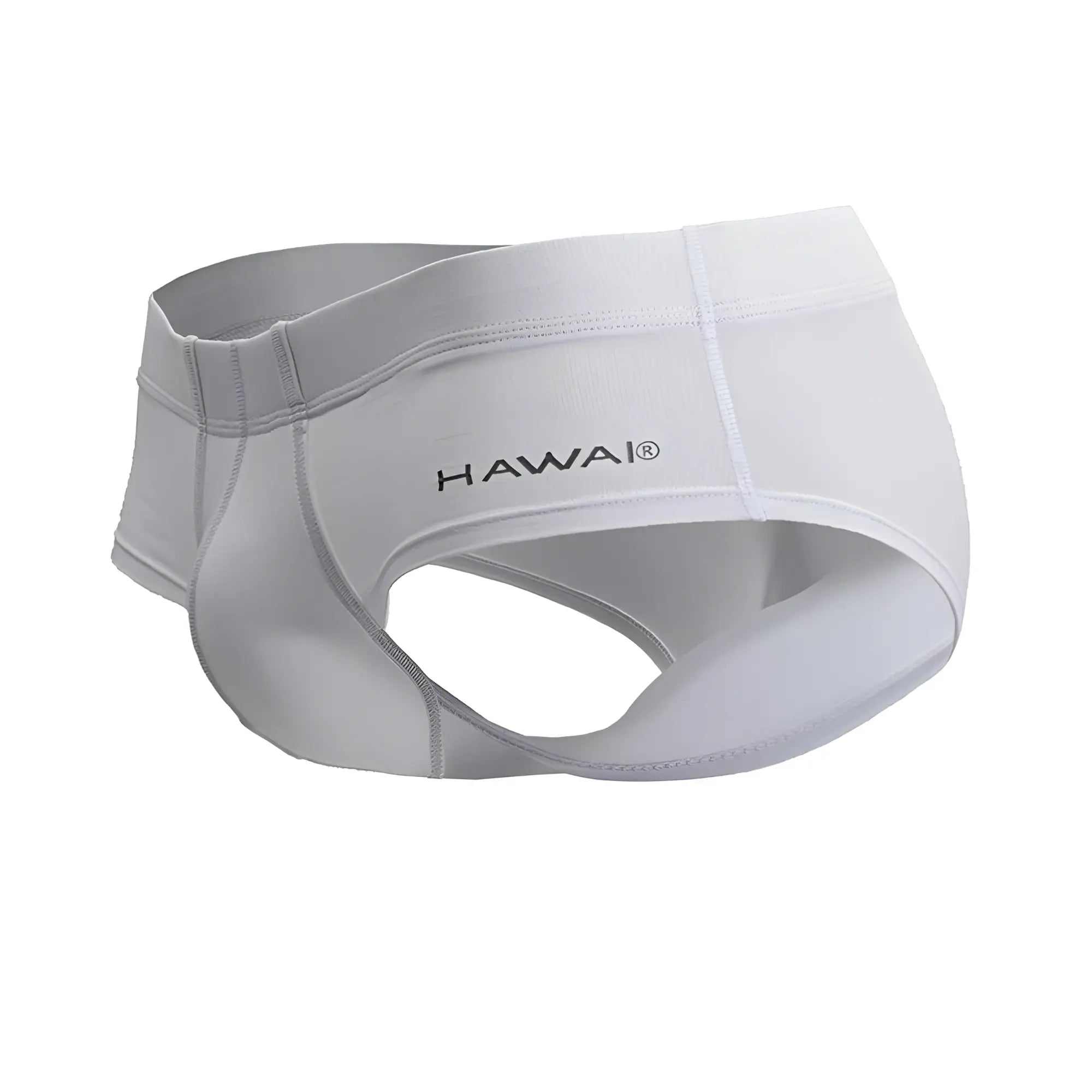 White hawai brand men’s microfiber briefs in white with smooth form-fitting design and subtle stitching details