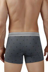Gray cotton blend boxer briefs with subtle black anchor pattern and light gray waistband hawai 42521 trunks