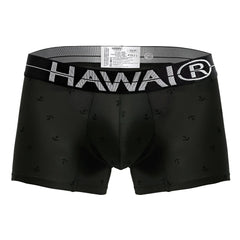 Black Hawai 42521 cotton blend men’s boxer briefs in military green with subtle anchor pattern and white logo waistband
