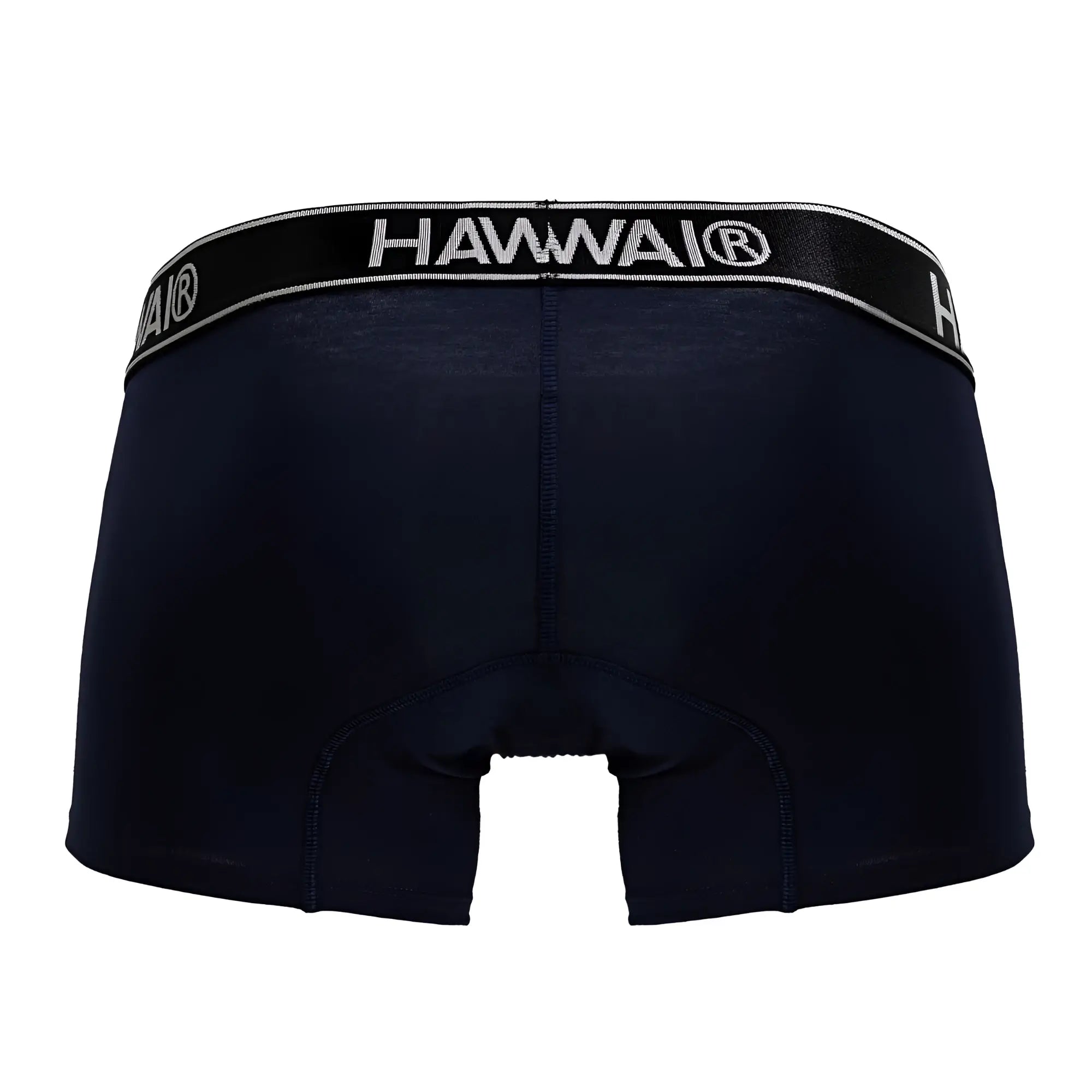 Hawaii 4986 dark blue cotton blend trunks with contrasting white Black Hawaii brand logo band