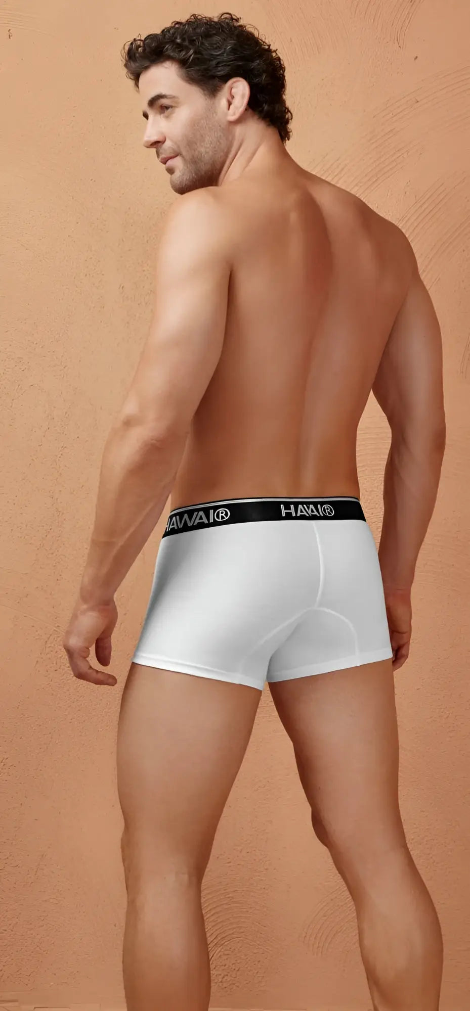White h&m boxer briefs with black elastic waistband featuring brand logo in cotton blend trunks color white-01