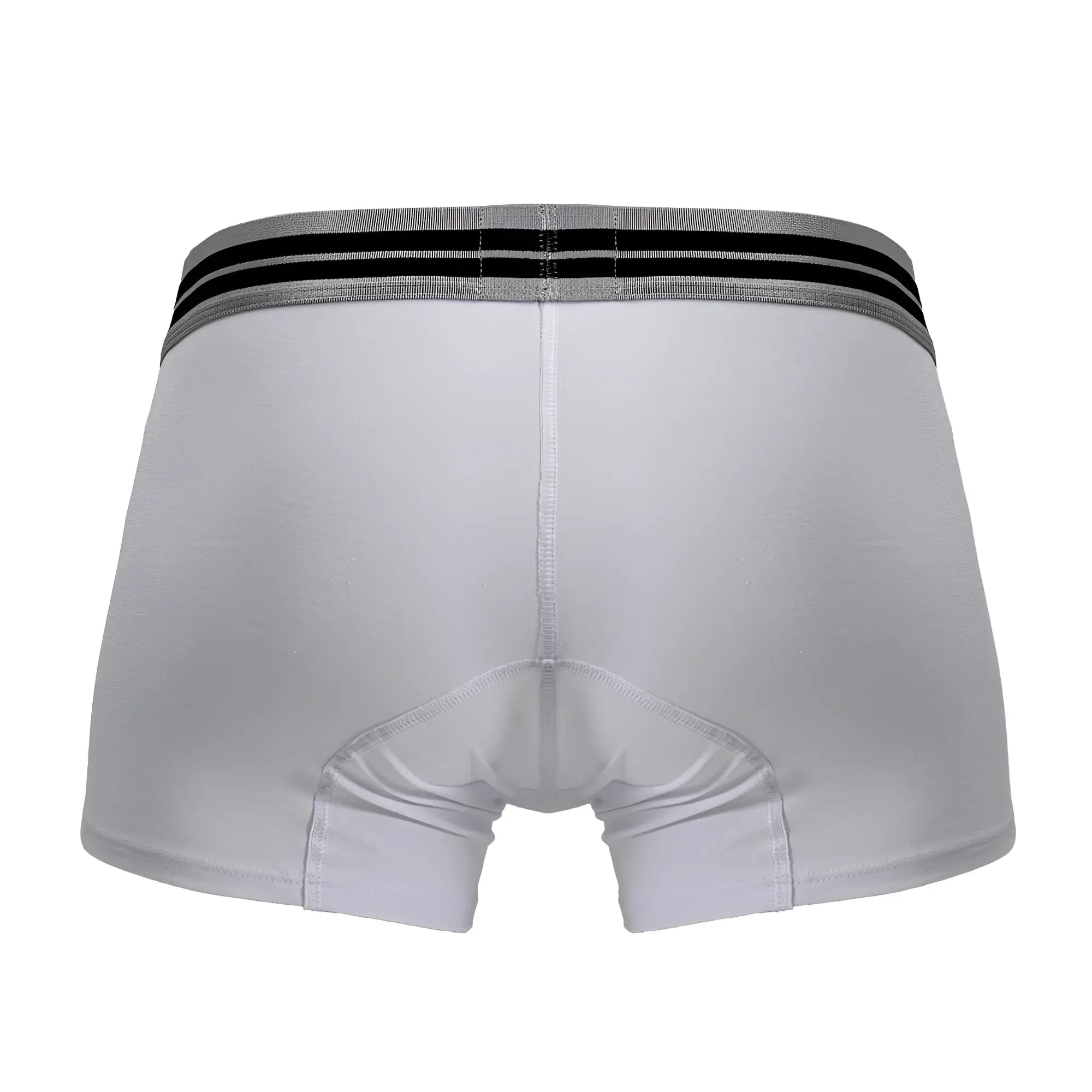 White men’s boxer briefs hawaai 4986 with gray waistband and black stripes in cotton blend fabric