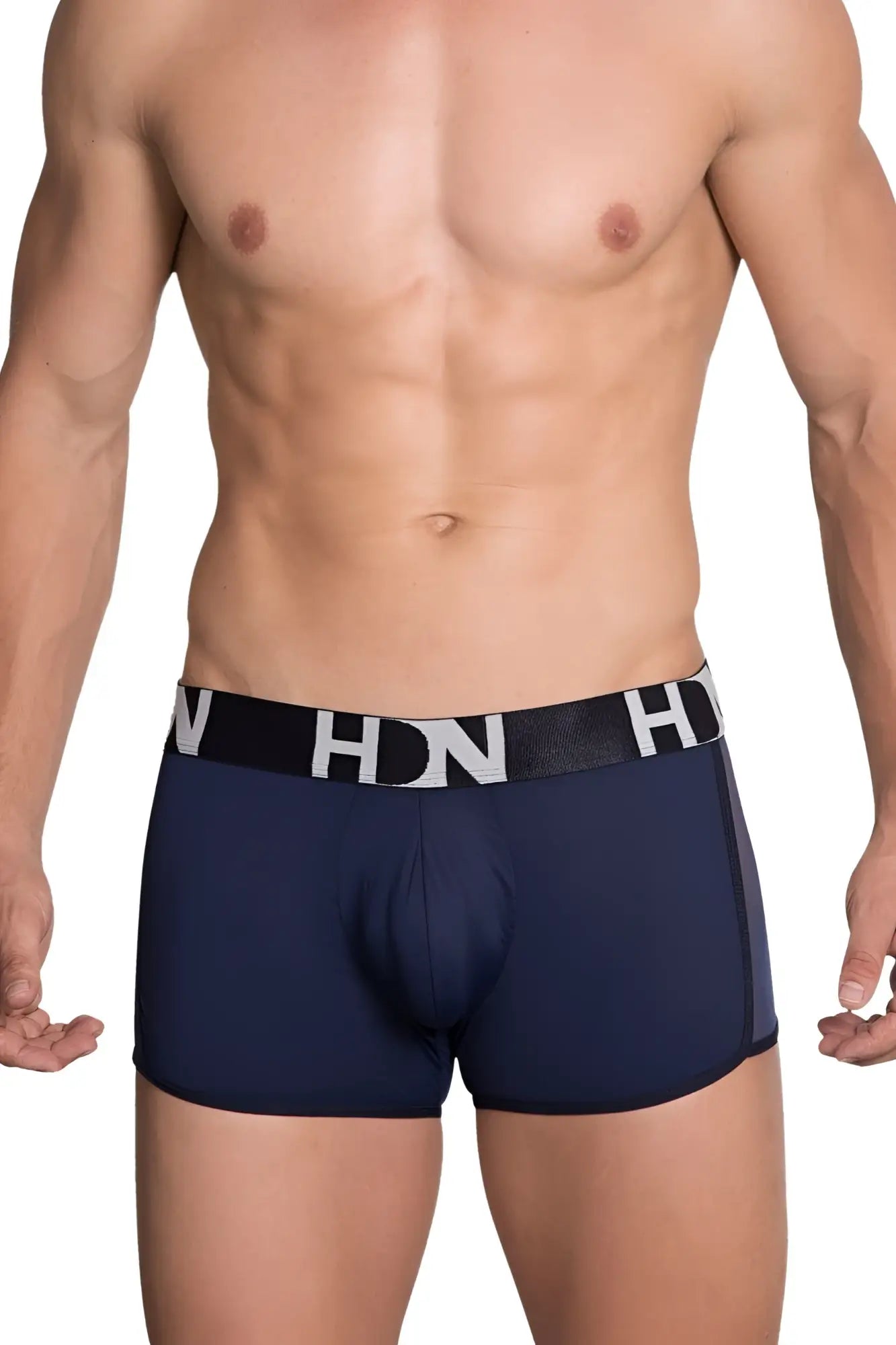 Navy blue Hidden 964 mesh side trunks boxer briefs with black elastic waistband and white Hidden branding