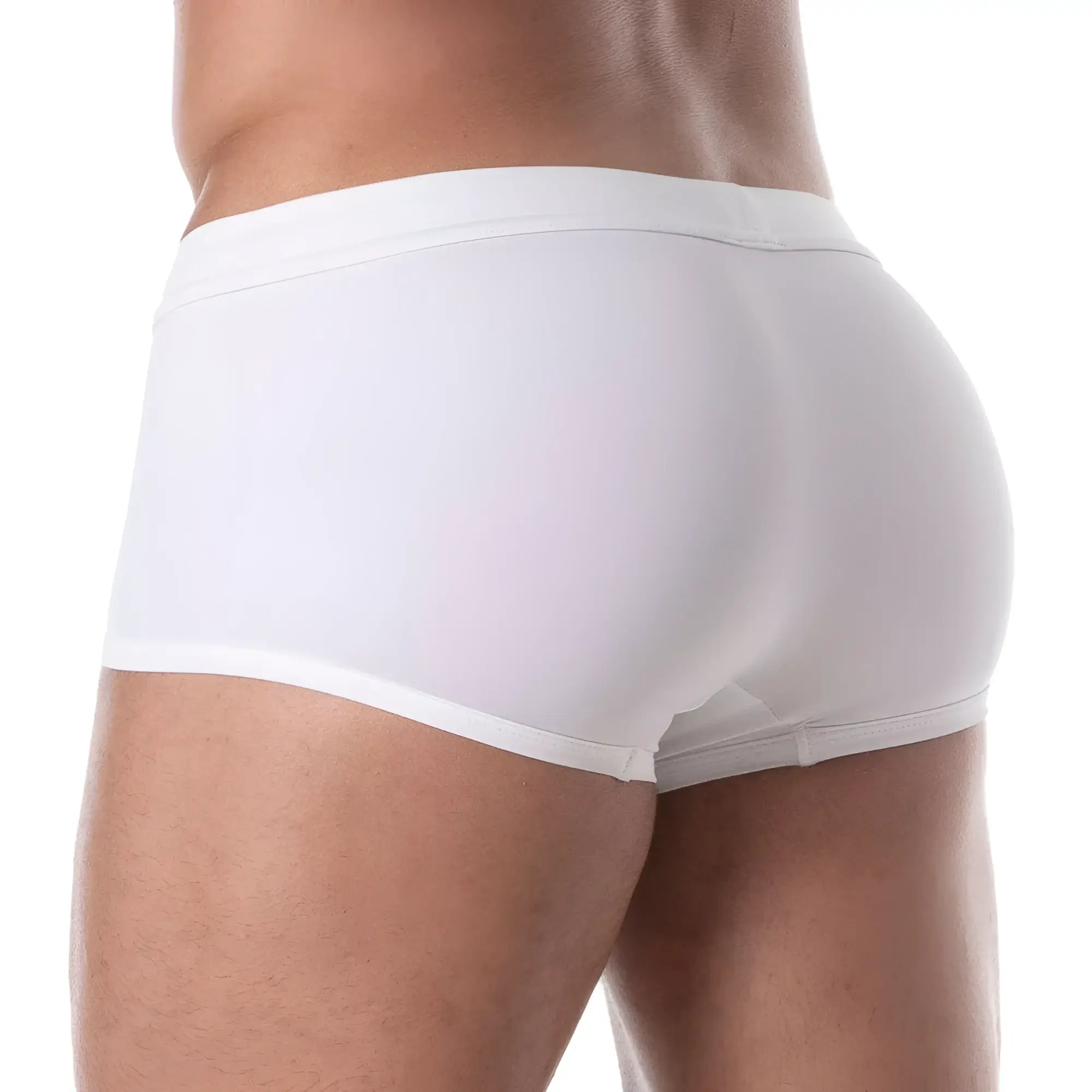 White briefs swim trunk with smooth form-fitting design and elastic waistband for comfortable holidays wear