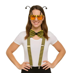 Honeybee dress-up kit with yellow and black striped bee-themed costume accessories for kids play and parties