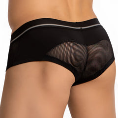 Black mesh briefs hung hgg016 with solid black waistband and thin silver stripe for stylish comfort