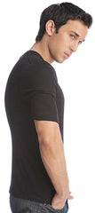 Black hybrid v-neck short-sleeved t-shirt made from soft breathable fabric for casual wear