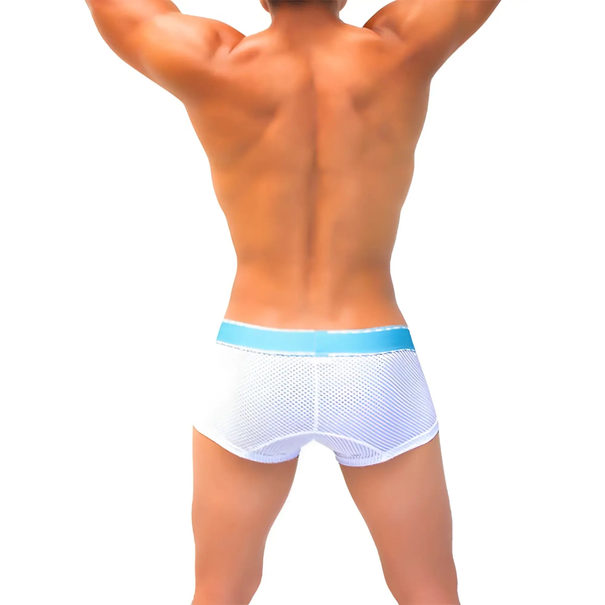 White mesh boxer briefs with light blue waistband from icker sea 7 pack mesh contrast underwear set co i 22 04