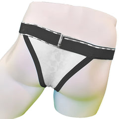 Black and white patterned cheeky tanga bikini underwear with branded waistband and acid mesh piping by icker sea