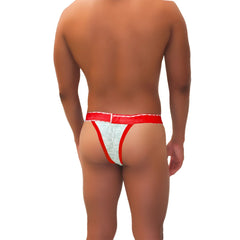 Icker Sea Acid Mesh piping cheeky tanga bikini underwear in red with white lace trim and a bold red waistband