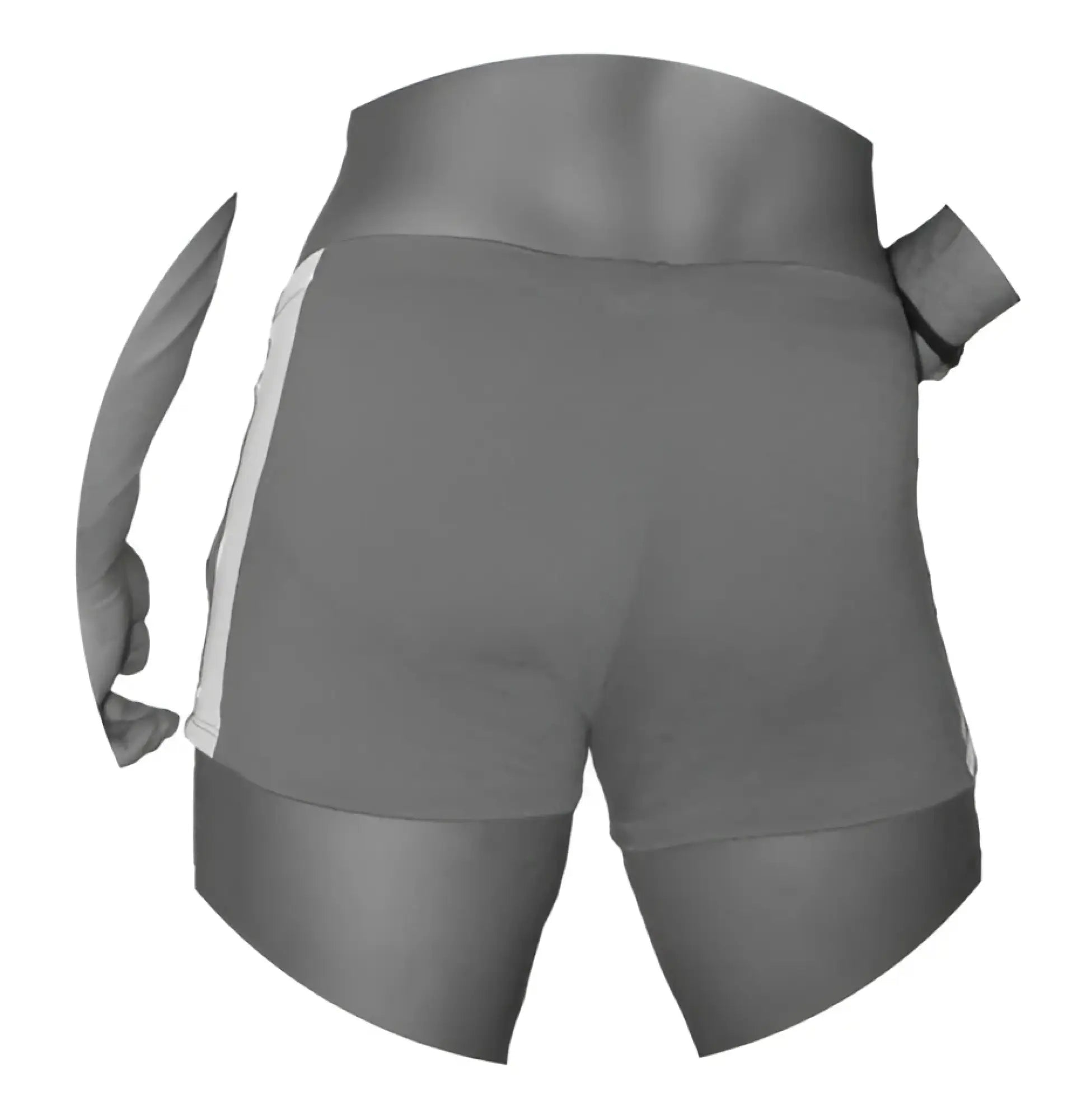 Gray icker sea air fitness shorts with white side stripes and high-waisted design for athletic use
