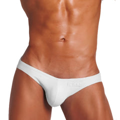 White icker sea bottomless jock bikini briefs with a subtle front logo and form-fitting design