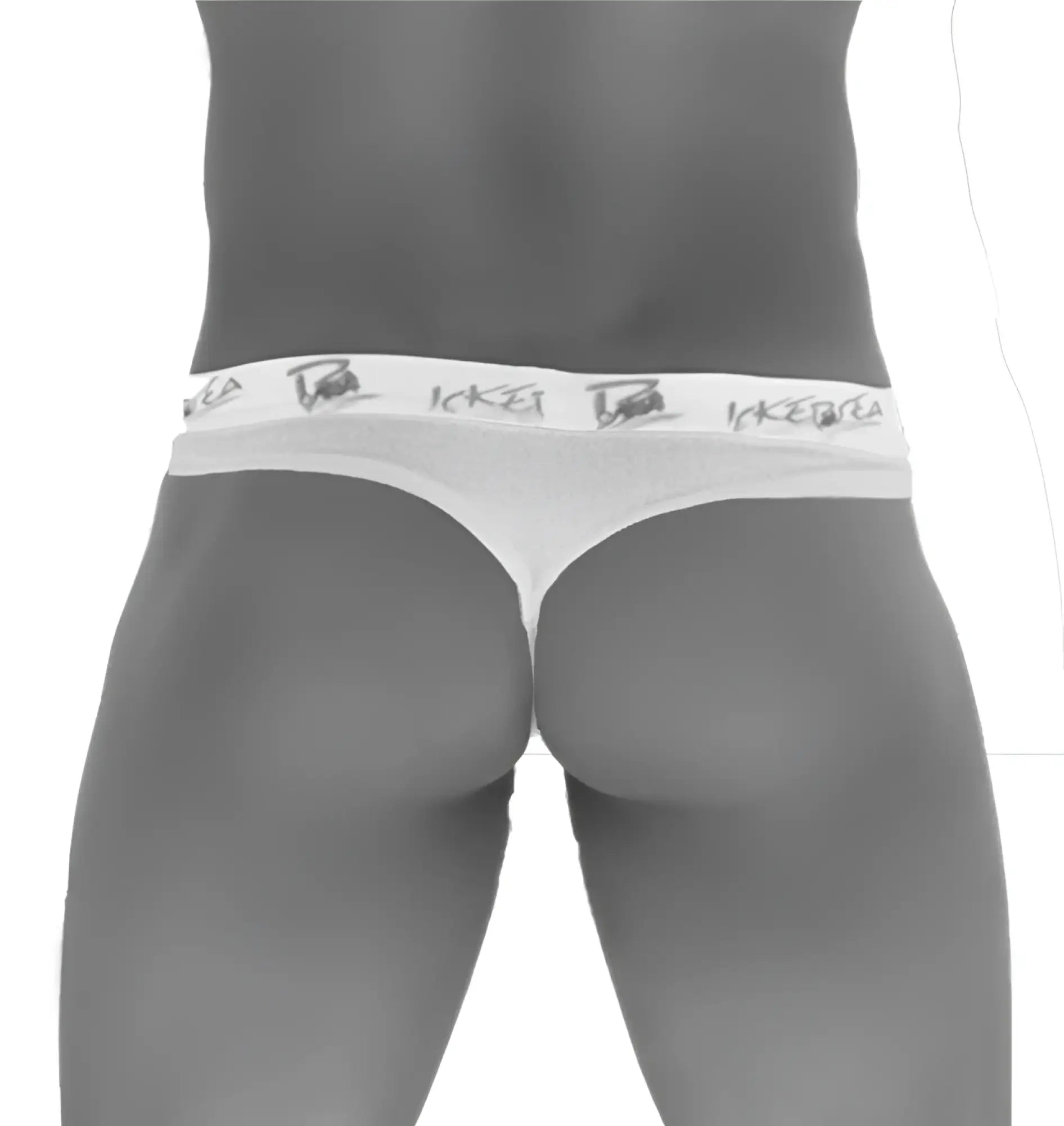 White icker sea brazilian tanga thong underwear with repeating logo pattern on waistband in mango color