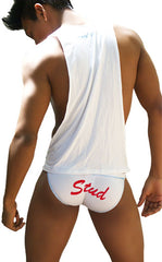 Icker Sea Stud Large Armhole Tank Top T Shirt White/Red CA-16-ST-46