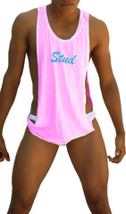 Icker Sea Stud Large Armhole Tank Top T Shirt Pink/Blue CA-16-ST-49