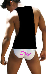 Icker Sea Stud Large Armhole Tank Top T Shirt Black/Pink CA-16-ST-54