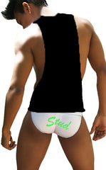 Icker Sea Stud Large Armhole Tank Top T Shirt Black/Green CA-16-ST-55