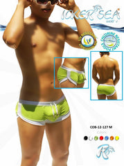 Icker Sea Curved Hemline U Shorts Square Cut Trunk Swimwear Green COB-12-127M
