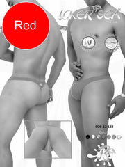 Icker Sea Contrast Line Thong Swimwear Red COB-12-128