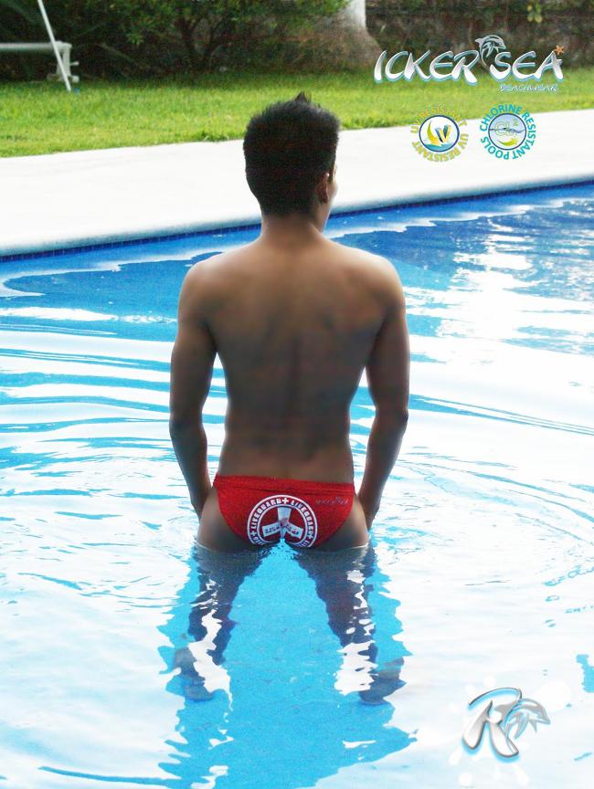 Icker Sea Lifeguard Micro Slip Bikini Swimwear Red COB-13-10