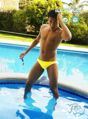 Icker Sea Contrast Trim Micro Slip Bikini Swimwear Mango/White COB-13-15