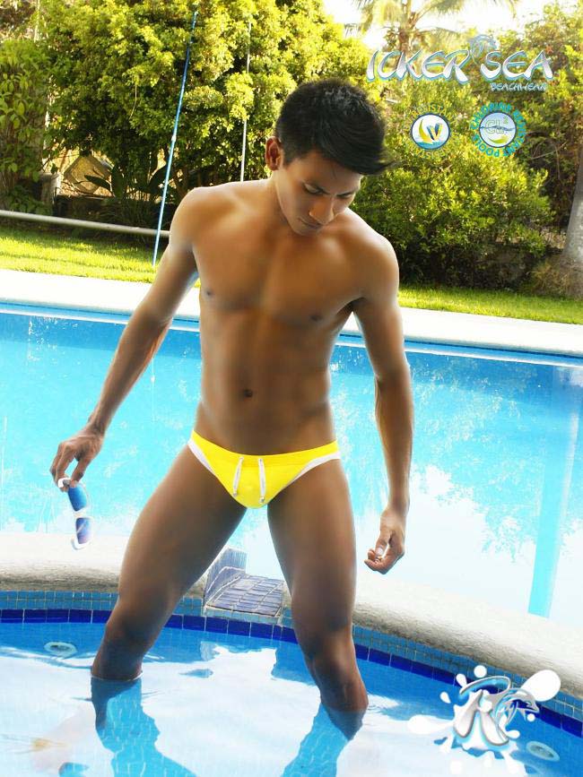 Icker Sea Contrast Trim Micro Slip Bikini Swimwear Mango/White COB-13-15