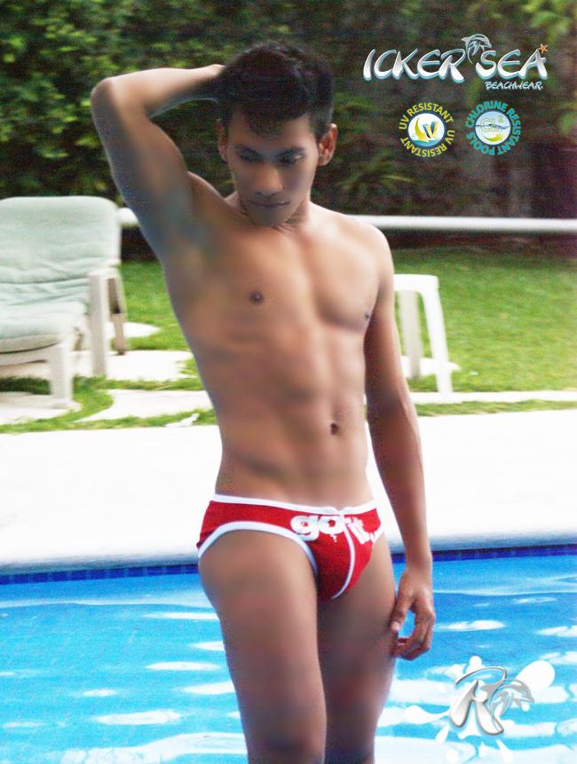 Icker Sea Zipper Front ACT Slip Bikini Swimwear Red COB-13-19