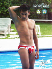 Icker Sea Zipper Front ACT Slip Bikini Swimwear Red COB-13-19