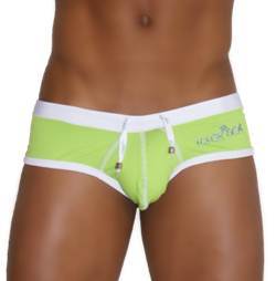 Icker Sea Contrast Trim & Stitching Cheeky Mini Bikini Swimwear Green/White COB-13-28