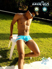 Icker Sea Eyelets Square Cut Trunk Swimwear Blue COB-13-37