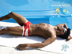 Icker Sea Eyelets Square Cut Trunk Swimwear Red COB-13-39