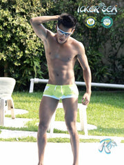 Icker Sea Eyelets Square Cut Trunk Swimwear Green COB-13-40