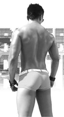 Icker Sea Sailor Belted Logo Square Cut Trunk Swimwear Mango/White COB-14-MC01