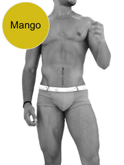 Icker Sea Sailor Belted Logo Square Cut Trunk Swimwear Mango/White COB-14-MC01