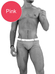 Icker Sea Sailor Belted Logo Square Cut Trunk Swimwear Pink/White COB-14-MC01