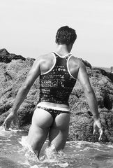 Icker Sea Letters Tank Top T Shirt Black/White COB-15-12