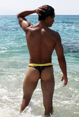 Icker Sea Letters Thong Swimwear Black/Mango COB-15-13