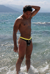 Icker Sea Letters Thong Swimwear Black/Mango COB-15-13