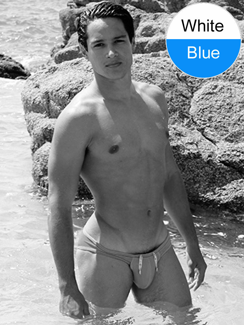 Icker Sea Contrast Trim Mini Brief Bikini Swimwear White/Blue COB-15-35