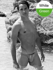 Icker Sea Contrast Trim Mini Brief Bikini Swimwear White/Green COB-15-36