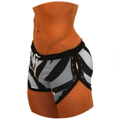 Icker Sea Zebra Open Side Suspender Scalloped Shorts Swimwear Grey COB-19-05