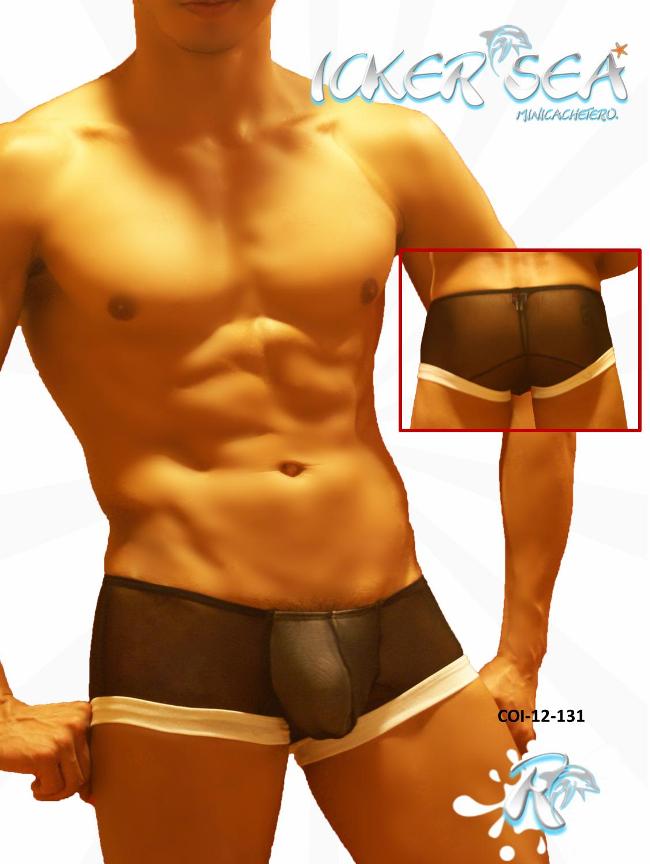 Icker Sea Mesh Contrast Trim Mini Boxer Brief Underwear Black COI-12-131