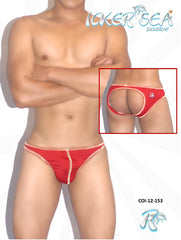 Icker Sea Contrast Stitching Jock Brief Jock Strap Underwear Red COI-12-153