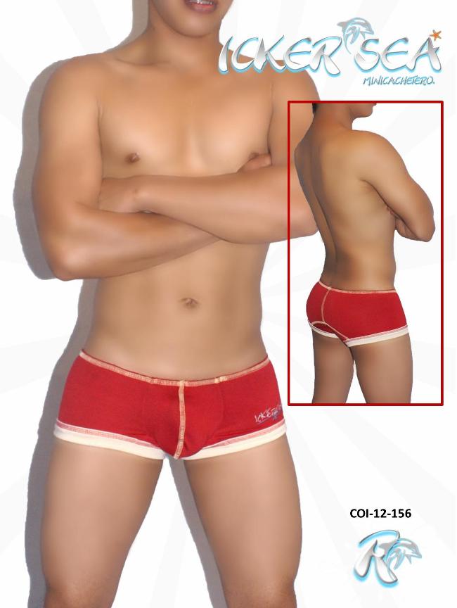 Icker Sea Contrast Stitching Mini Boxer Brief Underwear Red COI-12-156