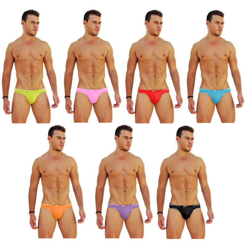 Icker Sea [7 Pack] Logo Trim Kiss My Ass Slip Bikini Underwear Assorted Colours COI-14-COLORS-02-ALL