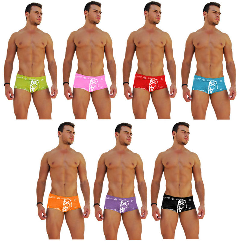 Icker Sea [7 Pack] Logo Trim Lace Front Boxer Brief Underwear Assorted Colours COI-14-COLORS-07-ALL